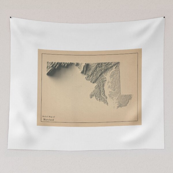 Item preview, Maryland Shaded Relief Map 3D digitally-rendered designed and sold by ThinkAboutMaps.