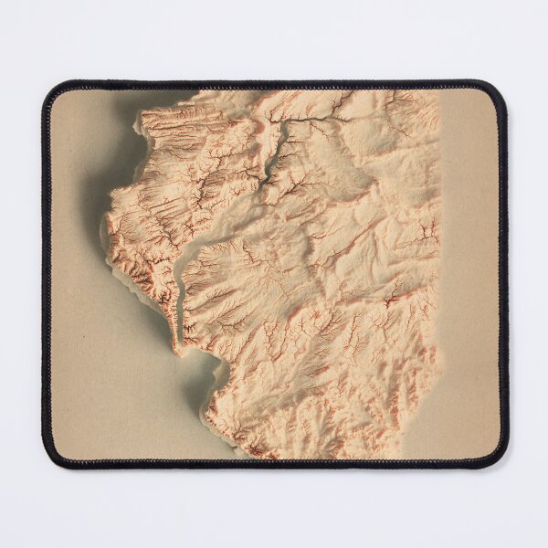 Item preview, Illinois Shaded Relief Map 3D digitally-rendered designed and sold by ThinkAboutMaps.