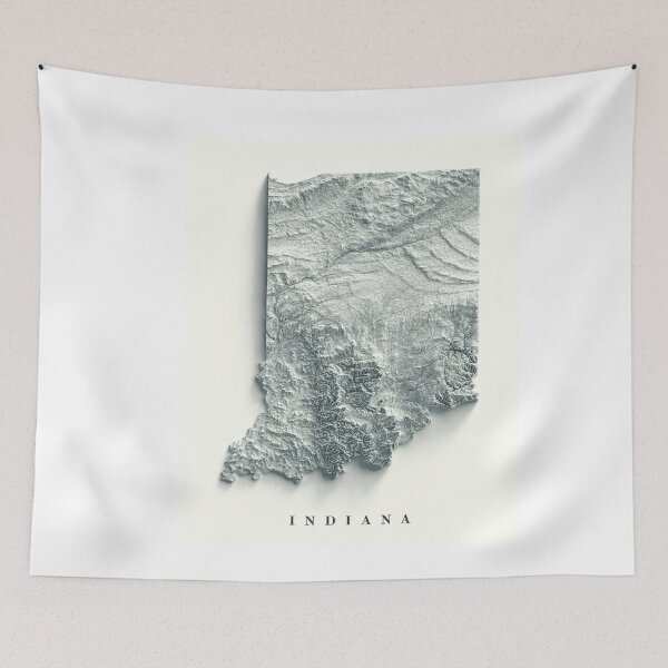 Item preview, Indiana Shaded Relief Map 3D digitally-rendered designed and sold by ThinkAboutMaps.