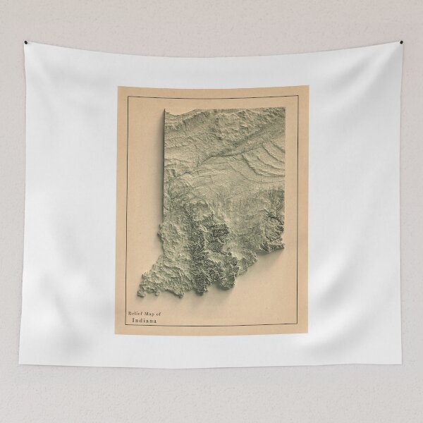 Item preview, Indiana Shaded Relief Map 3D digitally-rendered designed and sold by ThinkAboutMaps.