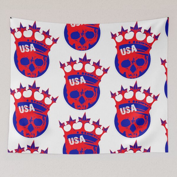 Item preview, USA skull, king USA, America, king, American, patriot, red, blue, pirate. designed and sold by SavageLegion.