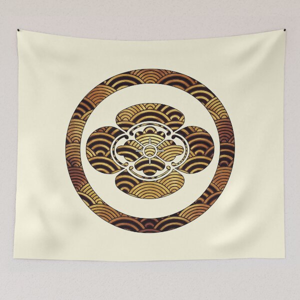 Item preview, Maruni Mokko Kamon in Gold Seigaiha Pattern designed and sold by Takeda-art.