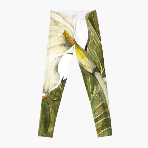 White Calla Lily Botanical Art Leggings