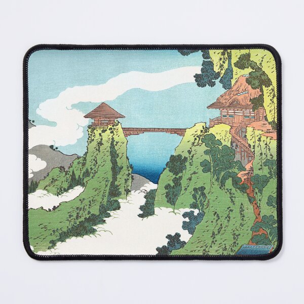 Item preview, The Hanging-cloud Bridge at Mount Gyodo near Ashikaga by Katsushika Hokusai designed and sold by Takeda-art.