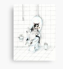Katze, die Zeitung auf der Toilette liest - stören Sie nicht Zeichen Leinwanddruck
