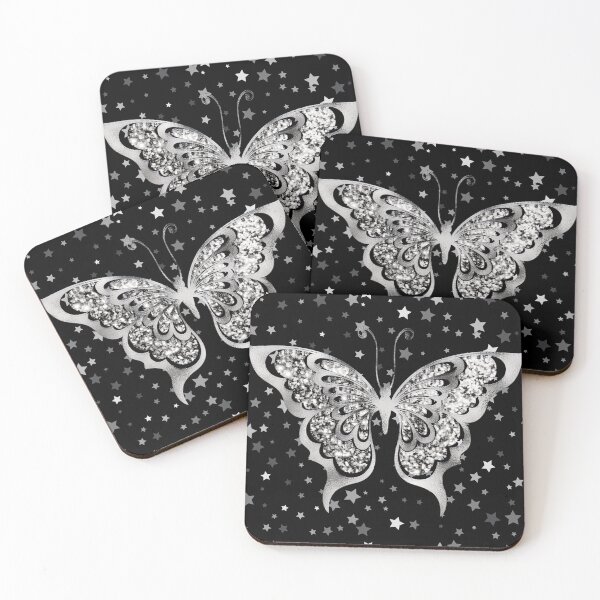 Item preview, Silver Starry Glitter Butterfly Design designed and sold by mbuz90.