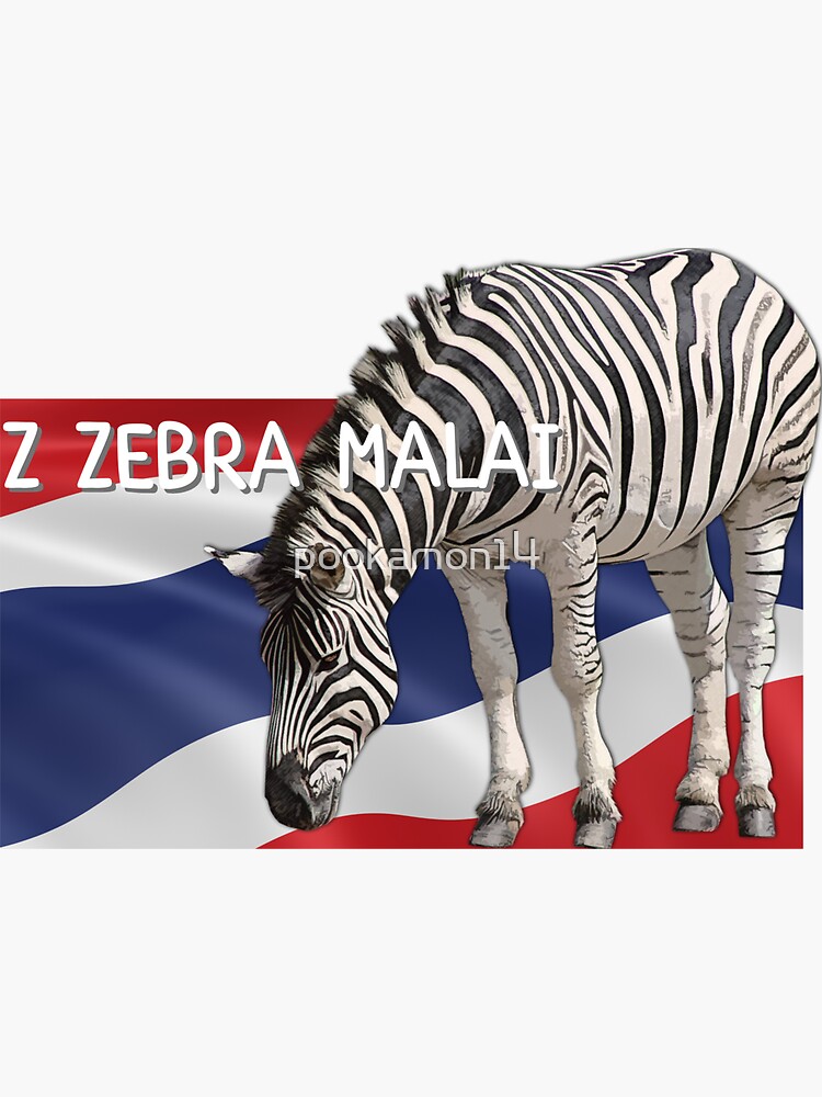 "Z zebra malai, english alphabet to translation " Sticker for Sale by