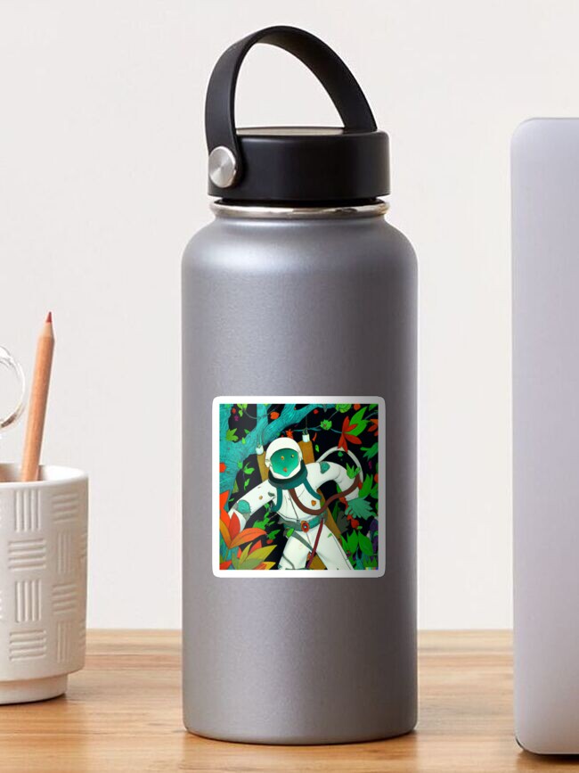 Thumbnail 1 of 3, Sticker, Astronaut lost in an alien forest designed and sold by Watermelon-Wolf.