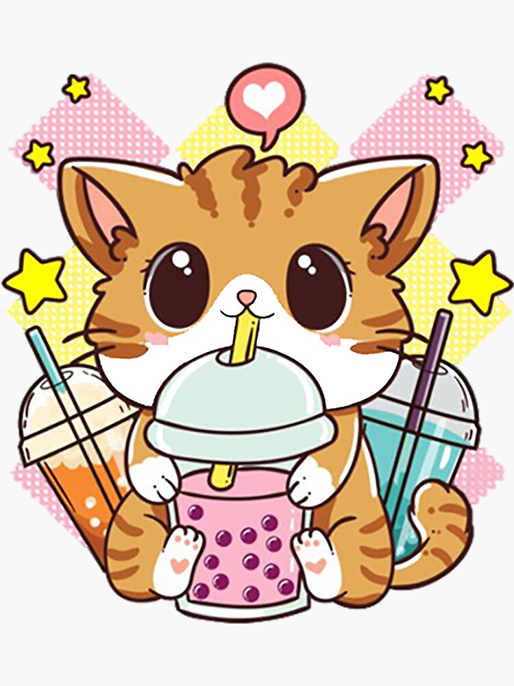 "Kawaii Neko Anime süße Katze Boba Tea Bubble Tea" Sticker von