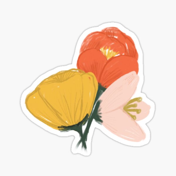 Gouache Painted Flowers Sticker