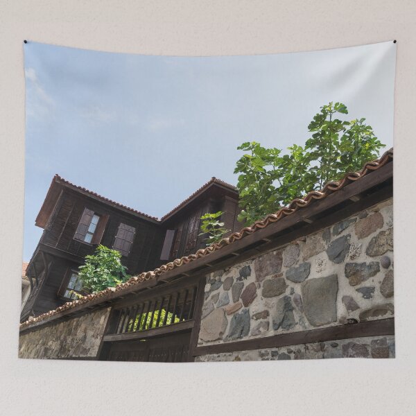 Item preview, Traditional Wooden House Behind Huge Stone Wall - Sozopol Bulgaria designed and sold by Georgia Mizuleva.