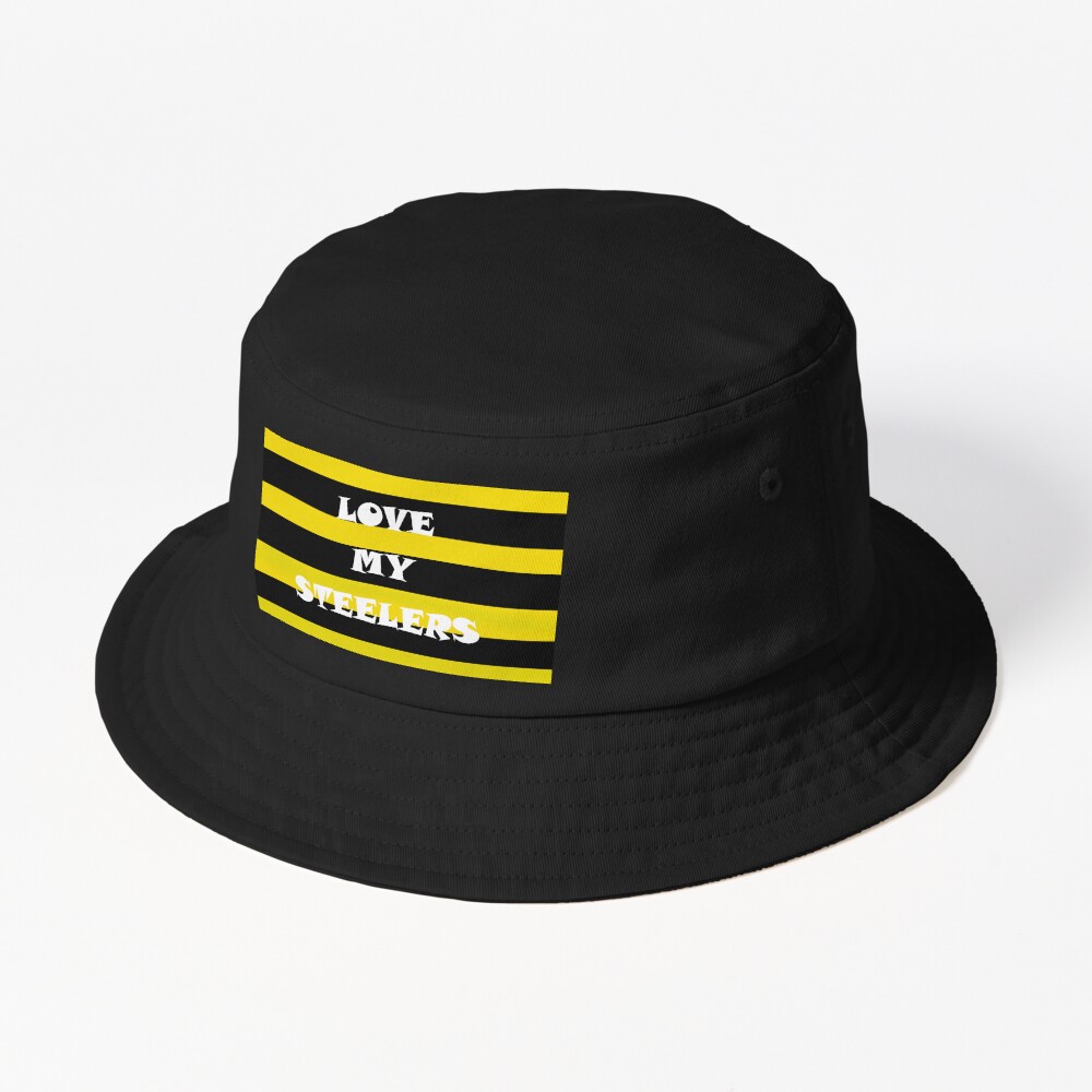 Black gold stripes,pittsburgh steeler colors Bucket Hat for Sale