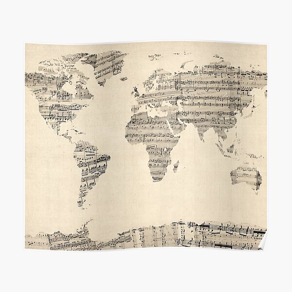 "Map of The World Map Music" Poster for Sale by NatureFex25  Redbubble