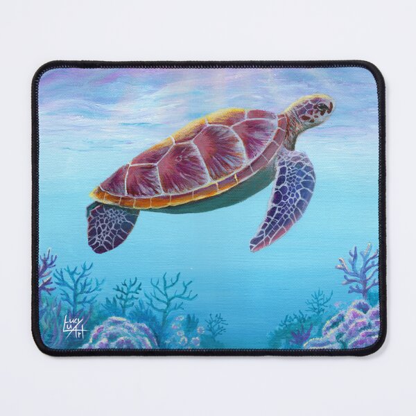 Colourful Sea Turtle Coral Reef Painting Mouse Pad