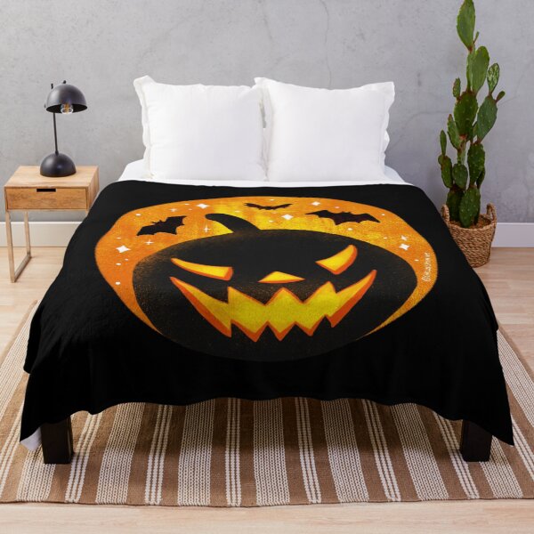 Aperçu de l'œuvre Tête de citrouille - Halloween Jack-O-Lantern avec des chauves-souris créée et vendue par CircusCreative.