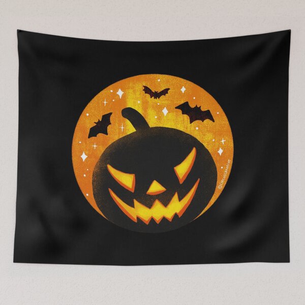 Aperçu de l'œuvre Tête de citrouille - Halloween Jack-O-Lantern avec des chauves-souris créée et vendue par CircusCreative.