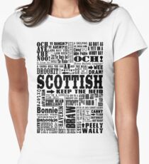 Scottish Sayings Print Black Women's Fitted T-Shirt
