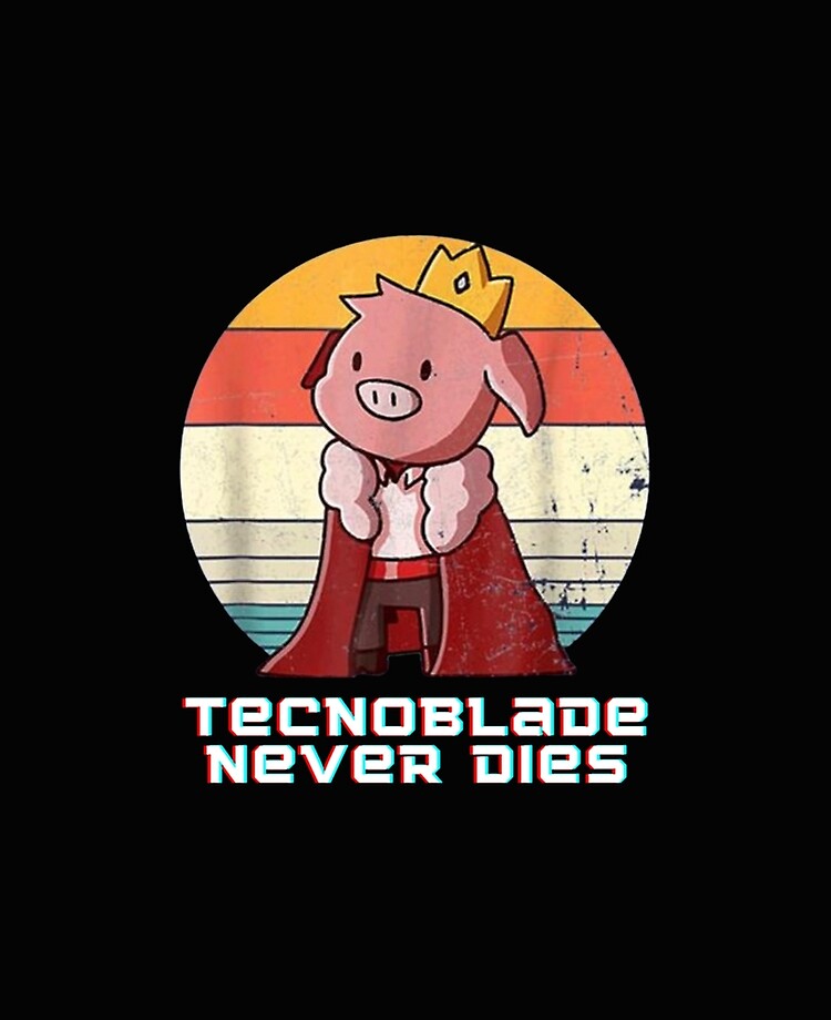Technoblade Never Dies Crowned Pig 2 Neon Blue Digital 