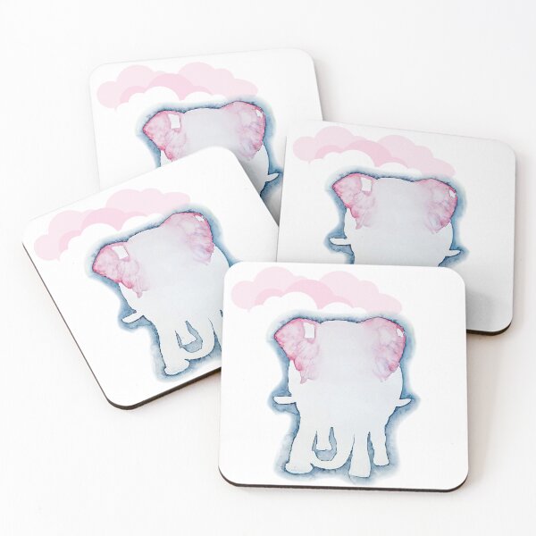 Artikelvorschau, Rosa Elefant mit Wolken entworfen und verkauft von lokilovesart.