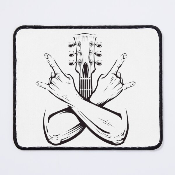 Item preview, Crossed hands sign rock n roll gesture with guitar designed and sold by viollart.