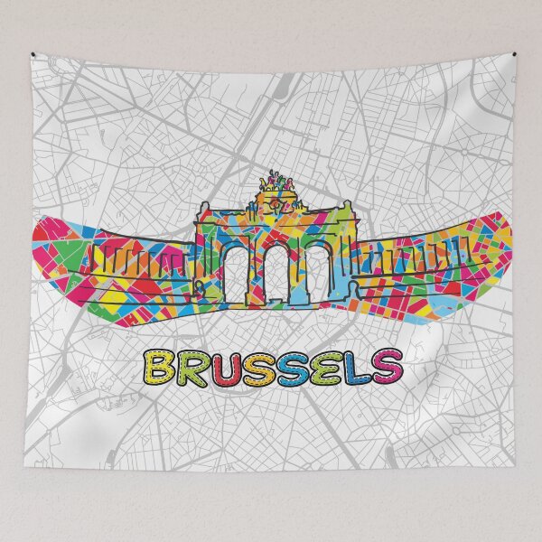 Item preview, Brussels, Belgium, Colorful Map Sign designed and sold by hebstreit.