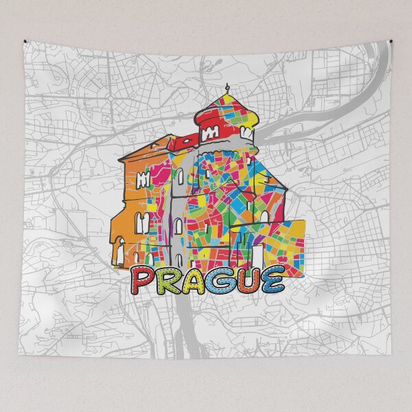 Item preview, Prague, Czech Republic, Colorful Map Sign designed and sold by hebstreit.