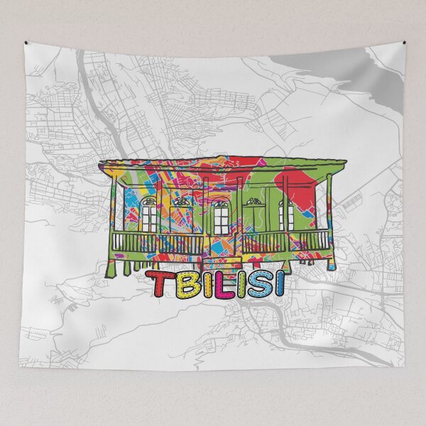 Item preview, Tbilisi, Georgia, Colorful Map Sign designed and sold by hebstreit.