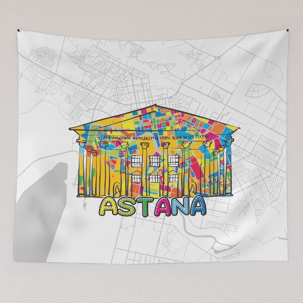 Item preview, Astana, Kazakhstan, Colorful Map Sign designed and sold by hebstreit.