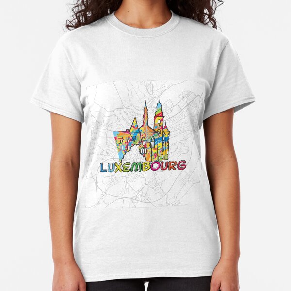 Luxembourg, Colorful Map Sign Classic T-Shirt