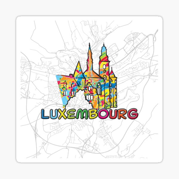 Luxembourg, Colorful Map Sign Sticker