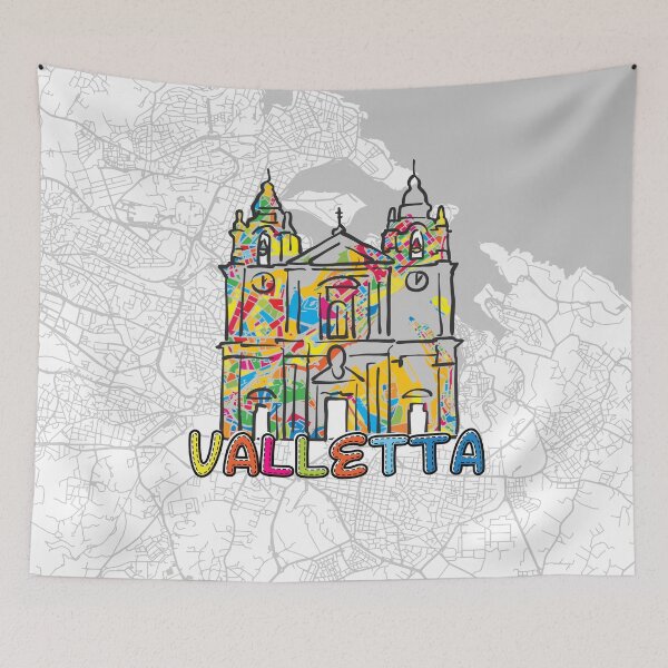 Item preview, Valletta, Malta, Colorful Map Sign designed and sold by hebstreit.