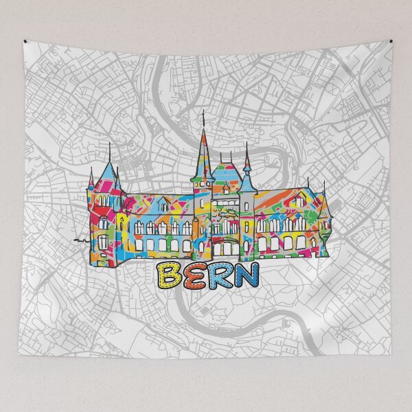 Item preview, Bern, Switzerland, Colorful Map Sign designed and sold by hebstreit.