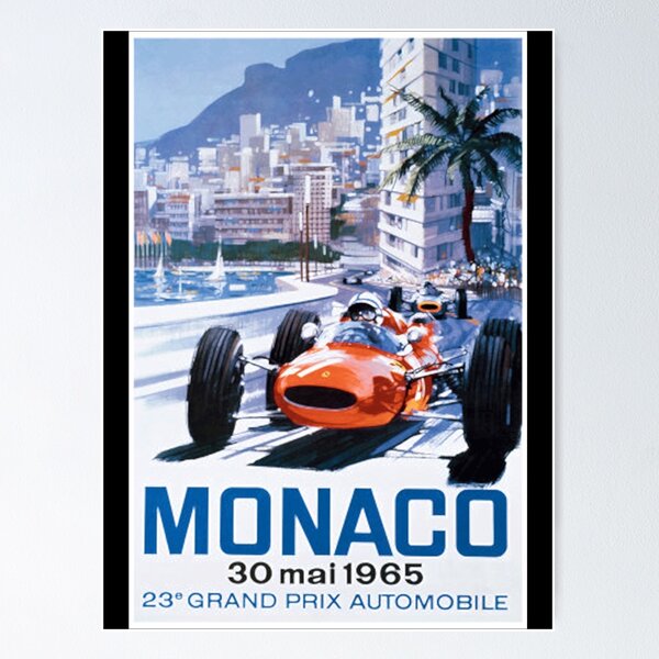 Ferrari F1 Monte Carlo Monaco Grand Prix 2019 Vintage Racing 22x17in Art  Poster