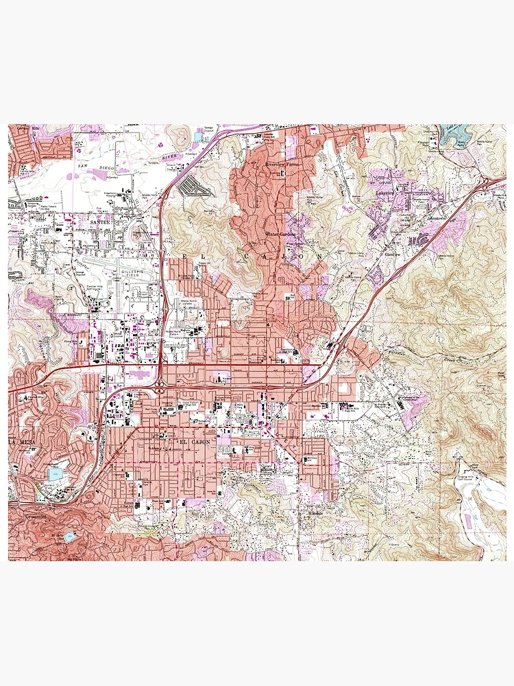 "Vintage Map of El Cajon California (1967)" Tapestry for Sale by