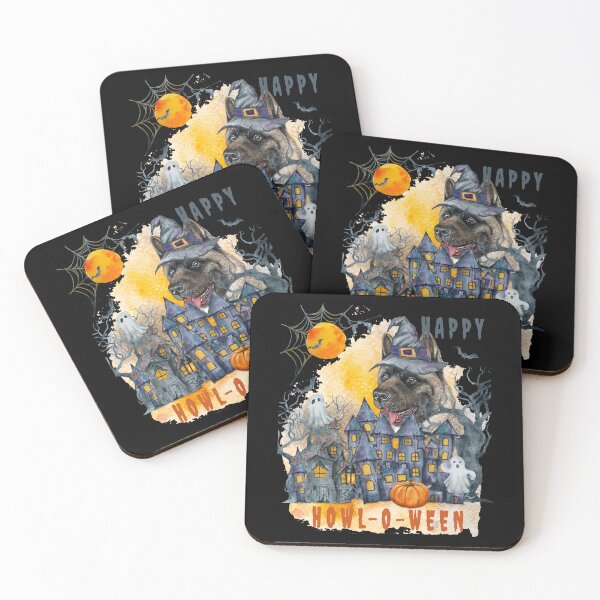 Item preview, American Akita Happy Howl-o-ween Ghost Houses Funny Watercolor  designed and sold by Cuddlythopia.