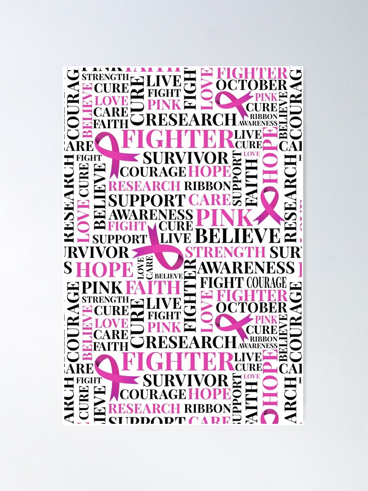Pink Ribbons Breast Cancer Support Word Cloud | Poster