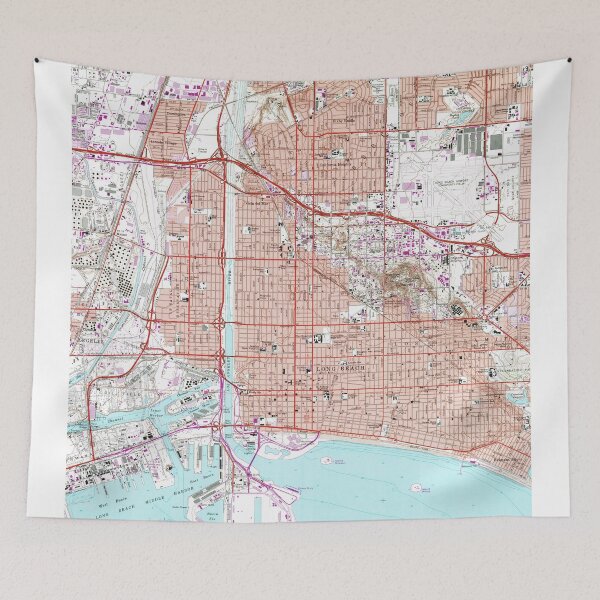 Item preview, Vintage Map of Long Beach California (1964) designed and sold by BravuraMedia.