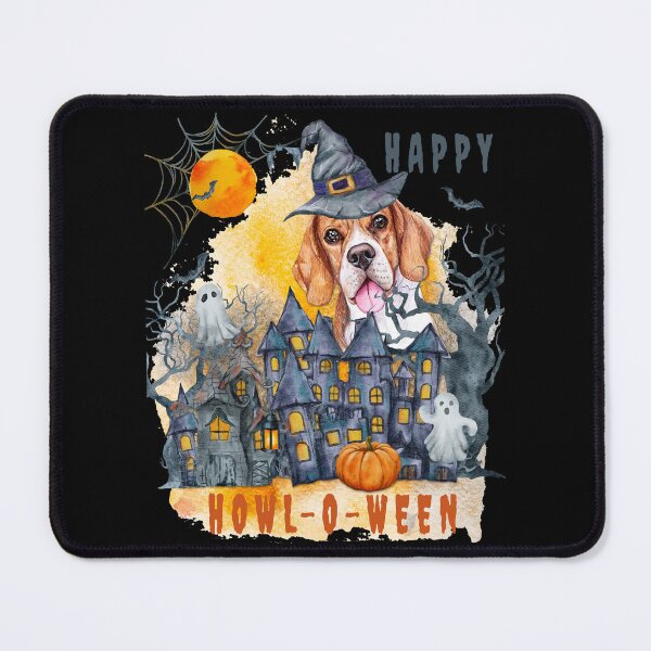 Item preview, Beagle Happy Howl-o-ween Ghost Houses Funny Watercolor designed and sold by Cuddlythopia.