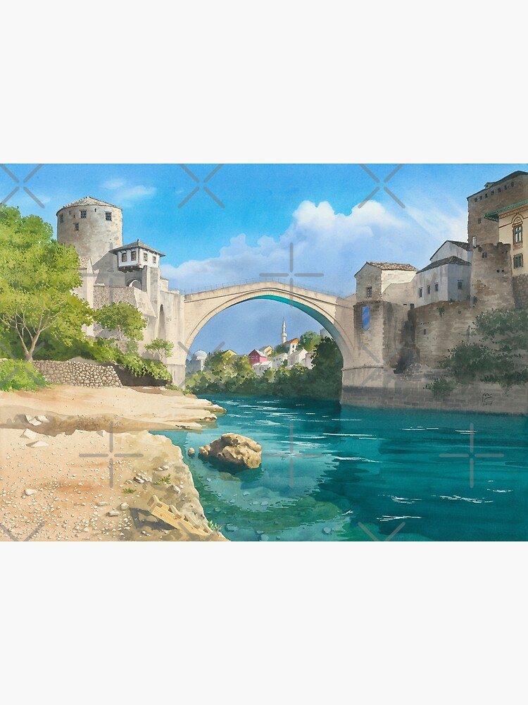 Disover Mostar Bridge in Bosnia and Herzegovina Premium Matte Vertical Poster