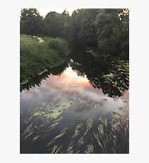 Blandford Forum, sun set, clouds, river. Photographic Print