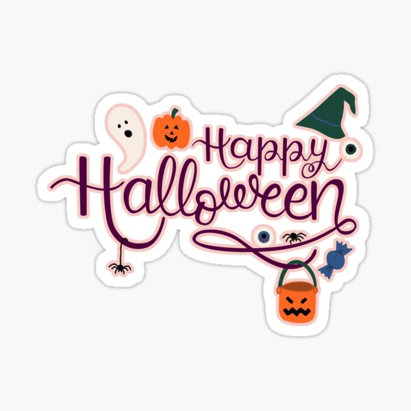 Happy Halloween on pink background Sticker