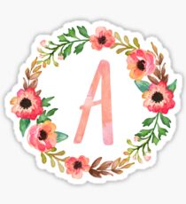 Pink Floral A Sticker
