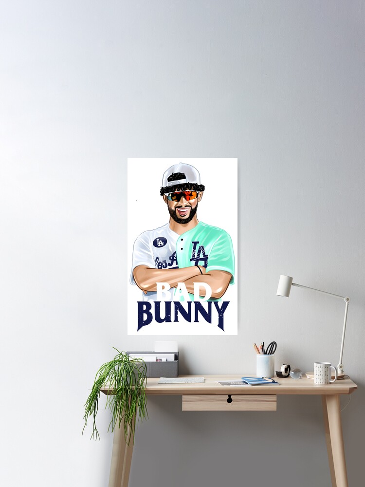 Bad Bunny in Los Angeles Baseball Jersey Poster for Sale by OmoYolo