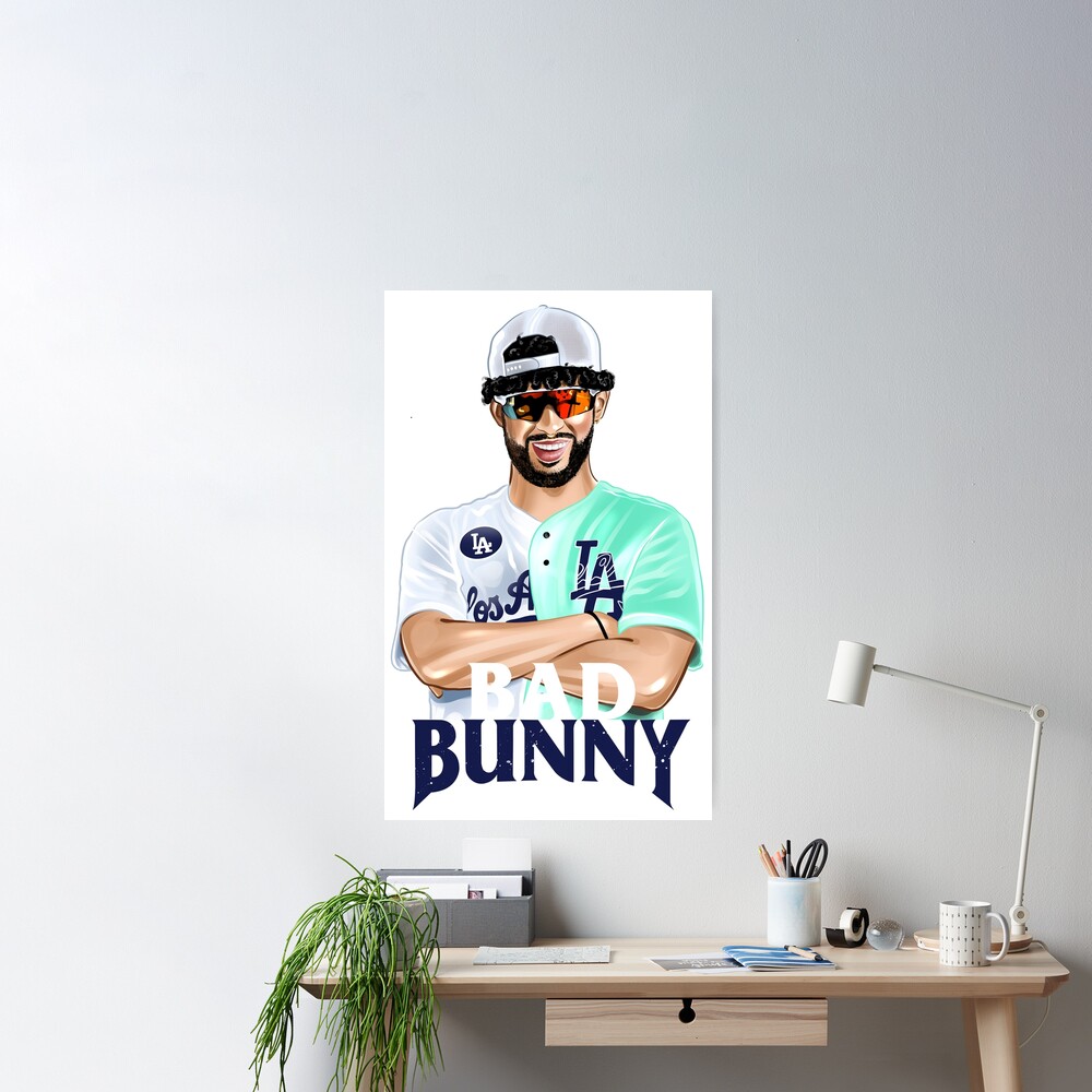 Bad Bunny in Los Angeles Baseball Jersey Poster for Sale by