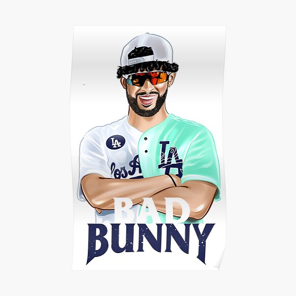 Bad Bunny in Los Angeles Baseball Jersey Poster for Sale by OmoYolo