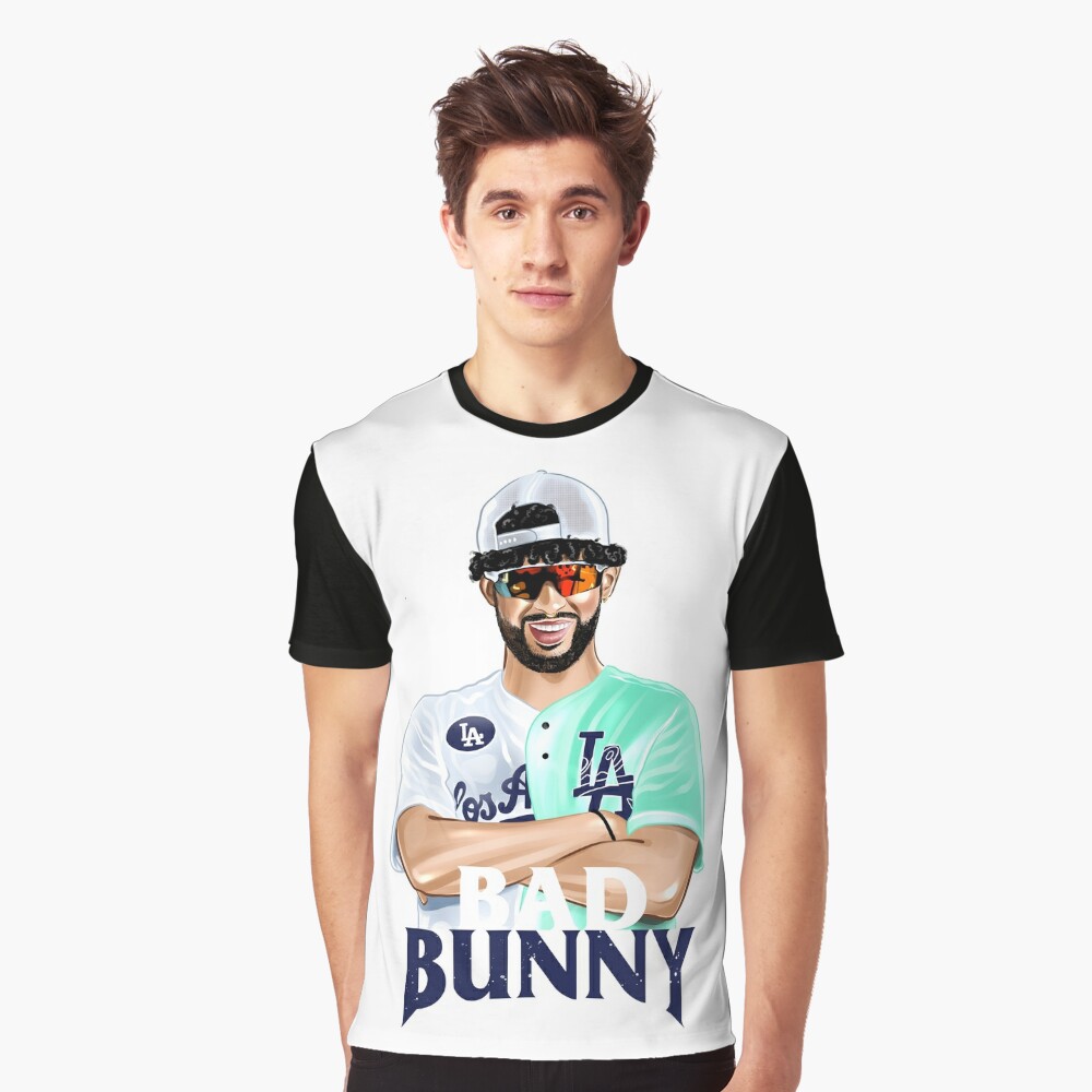 Bad Bunny in Los Angeles Baseball Jersey Sticker for Sale by