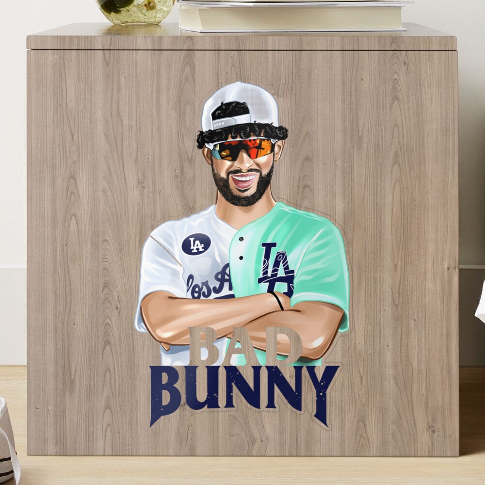 Bad Bunny in Los Angeles Baseball Jersey Sticker for Sale by