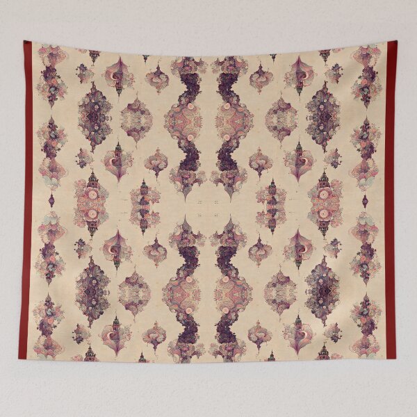 Item preview, Vintage Modern Victorian Pink Floral Fractal Motif on Parchment  designed and sold by MysticAlgorithm.