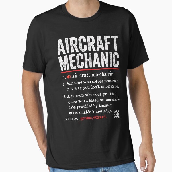 Vista previa del artículo con la obra «Mecánico de aeronaves Definición divertida: Regalo divertido de mecánico de aviación», diseñado y vendido por Adexyl.
