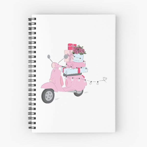 Aperçu de l'œuvre Rose Vintage Scooter livrant des cadeaux créée et vendue par Juliani-Designs.